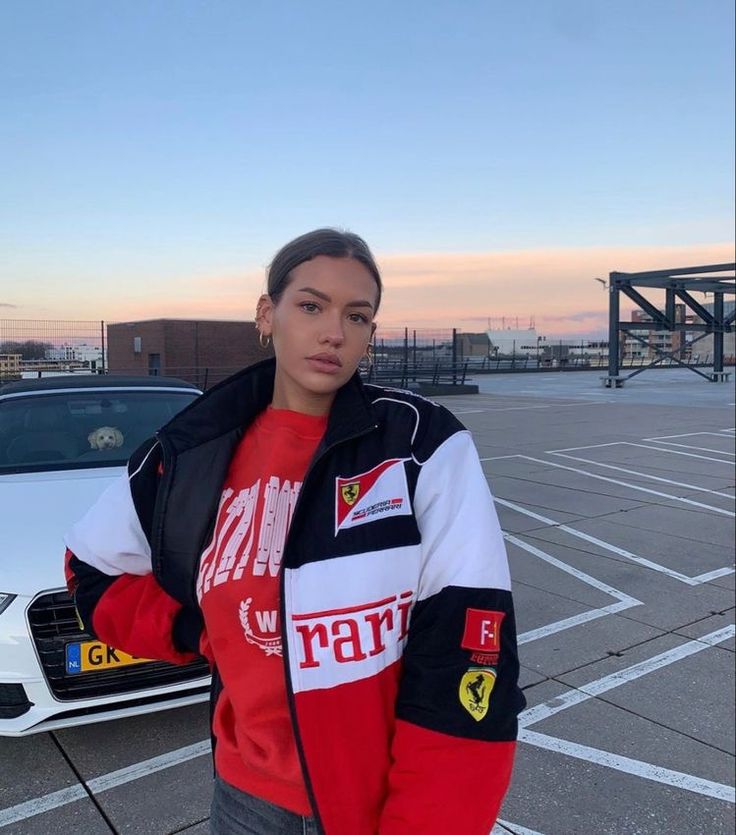 Oversized jacket with zip fastening and stand-up collar
