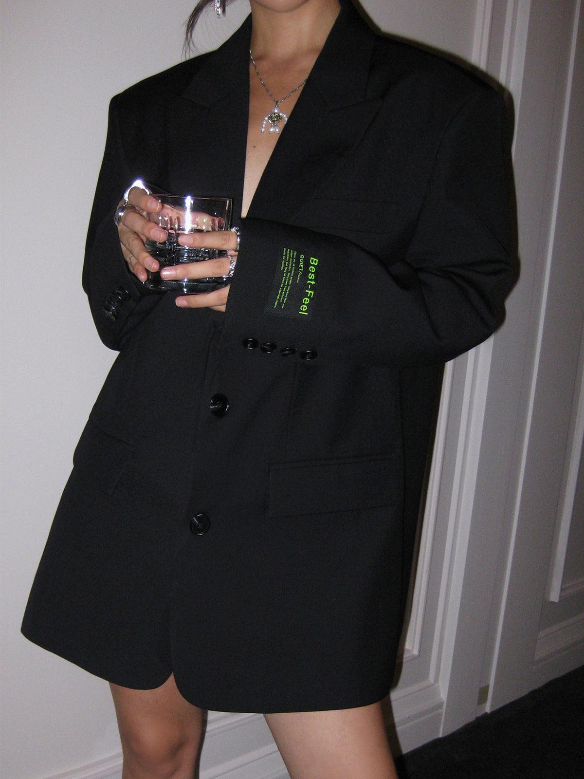 Blazer long oversize avec col à revers