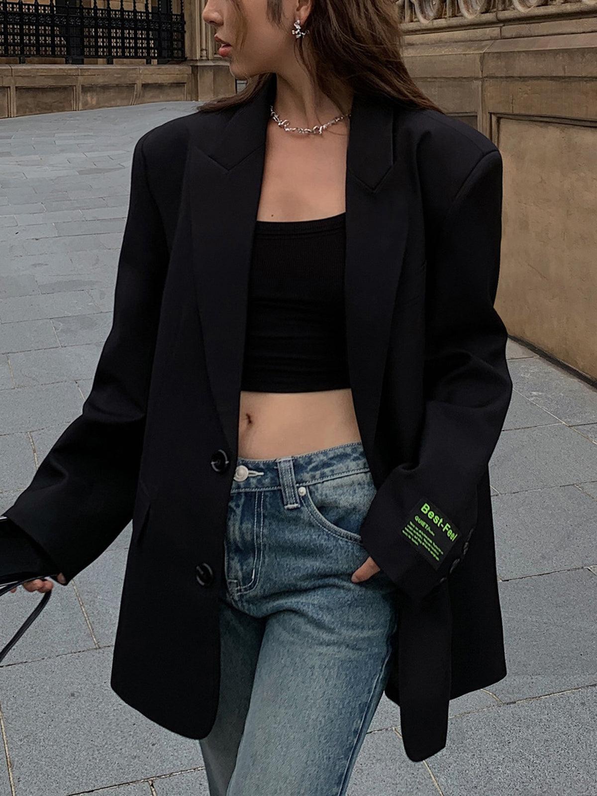 Blazer long oversize avec col à revers