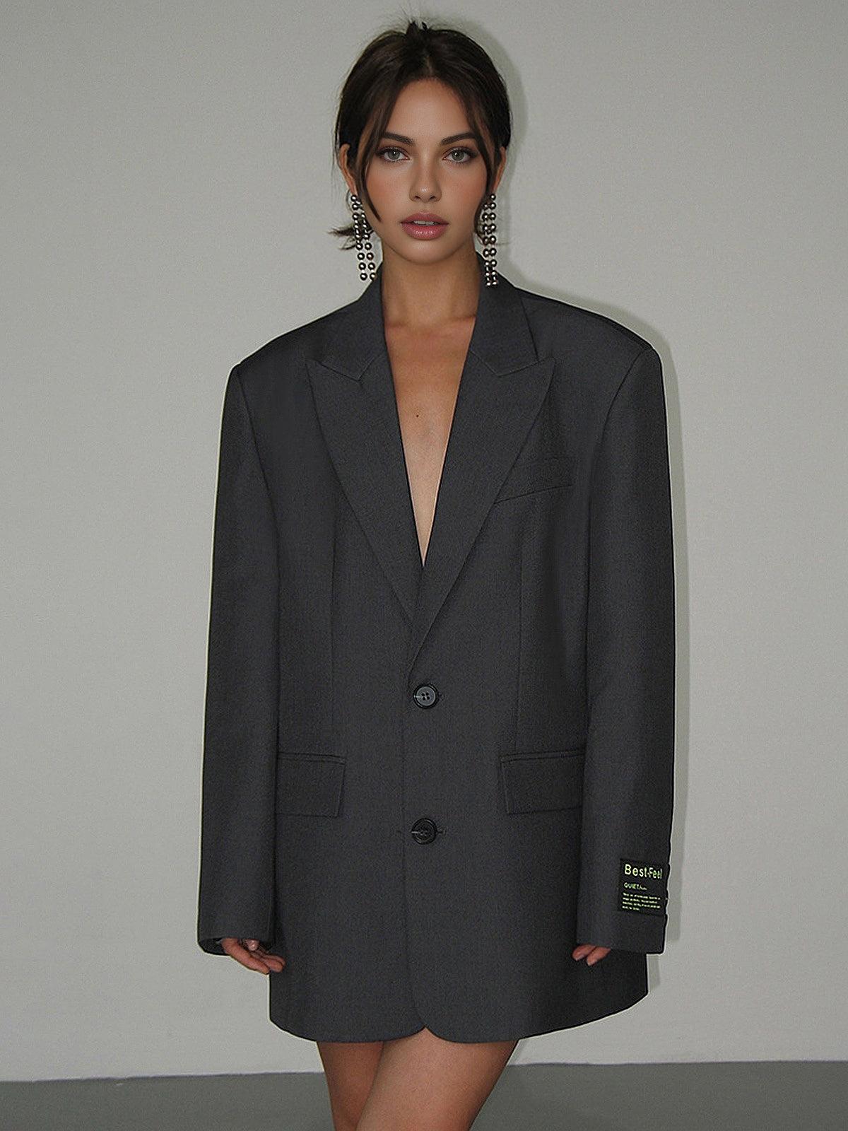 Blazer long oversize avec col à revers