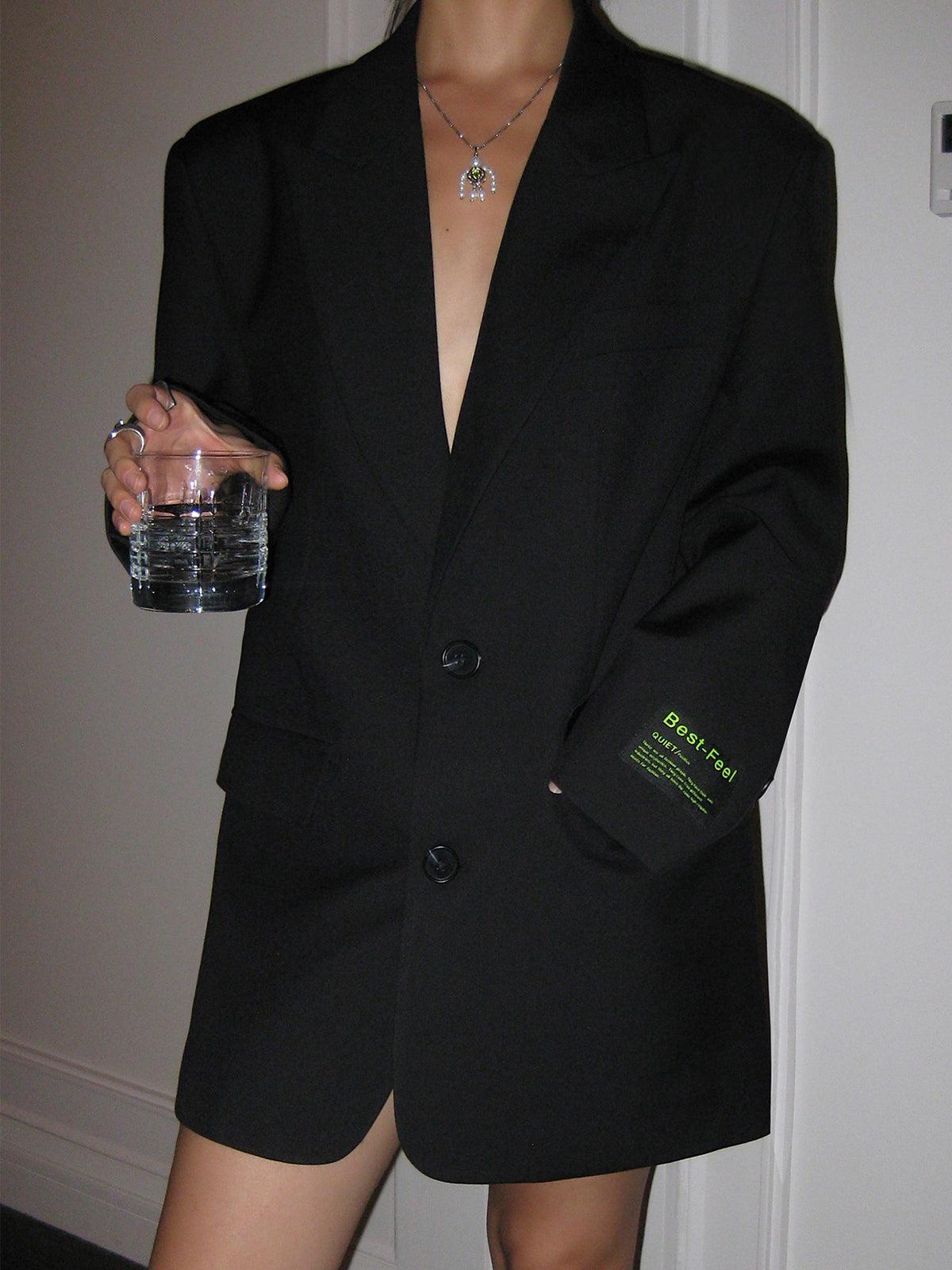 Blazer long oversize avec col à revers