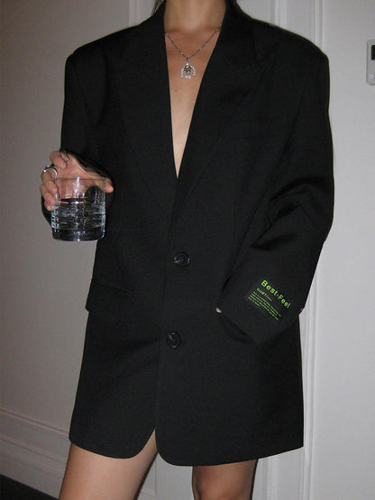 Blazer long oversize avec col à revers