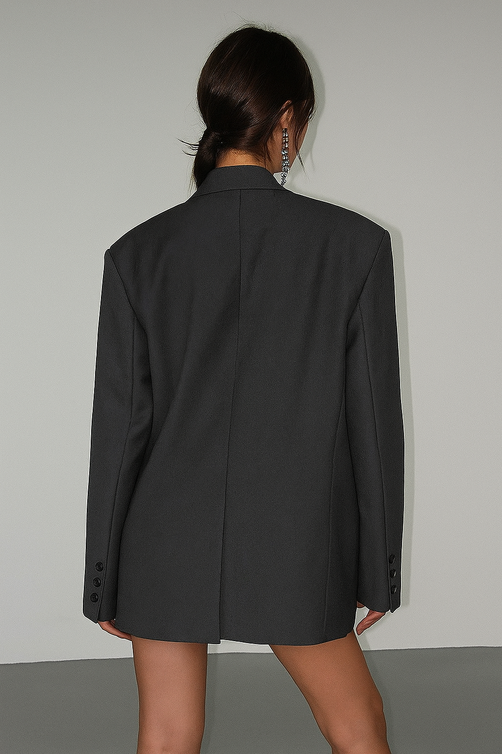 Oversized long blazer with lapel collar