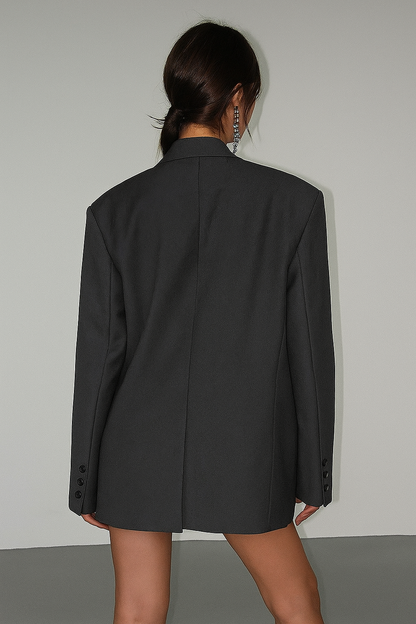 Oversized long blazer with lapel collar