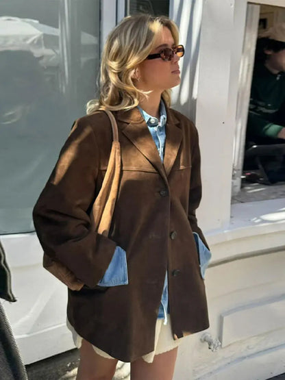 Veste en daim oversize avec large col