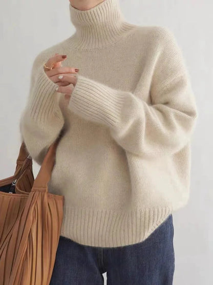 Oversized cashmere jumper with high roll neck