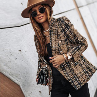 Zepia - Checked ladies' blazer with flap pockets