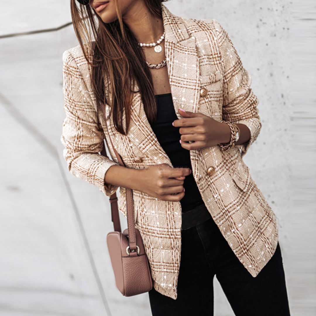 Zepia - Checked ladies' blazer with flap pockets