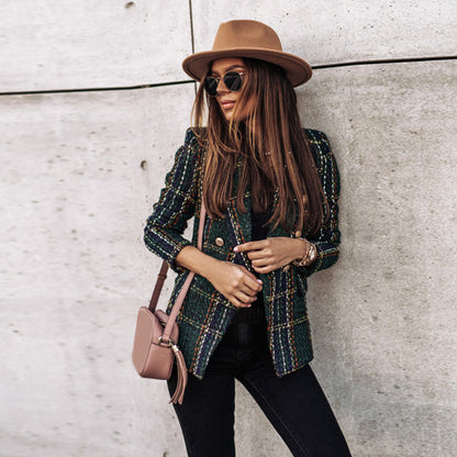 Zepia - Checked ladies' blazer with flap pockets