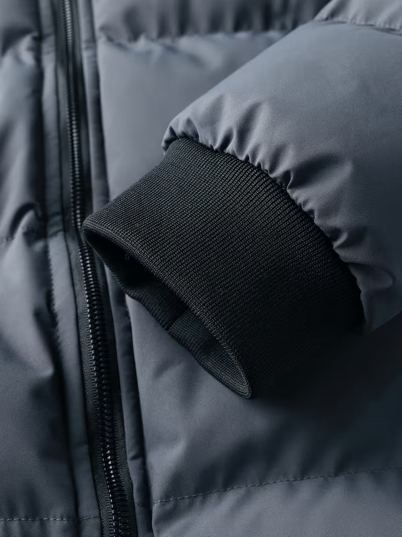 Padded jacket with hood and fleece lining