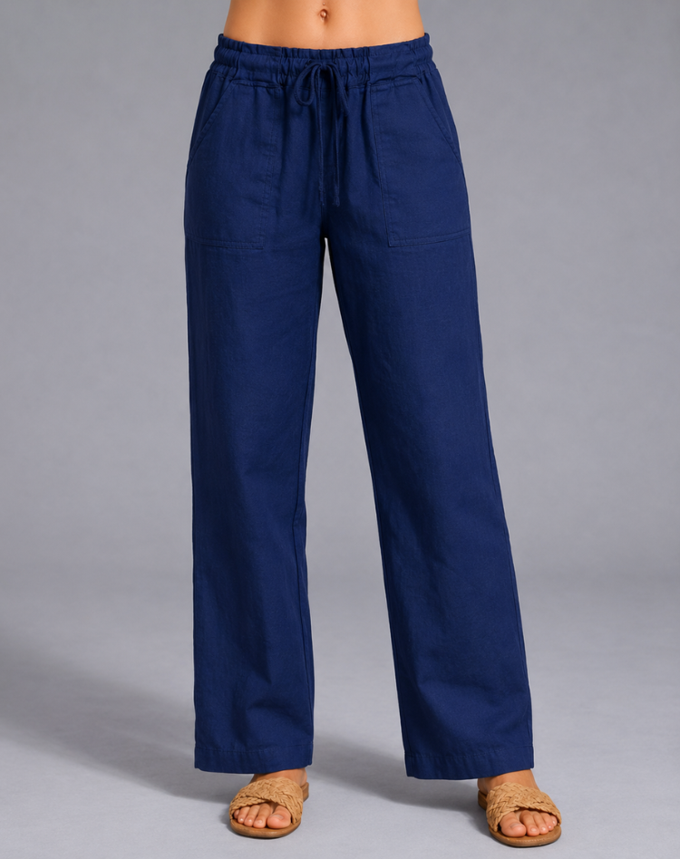 Comfortable Wide Trousers with Elastic Waist and Drawstring for Women