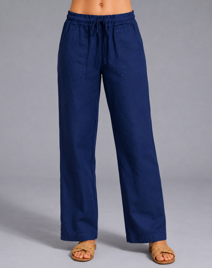 Comfortable Wide Trousers with Elastic Waist and Drawstring for Women