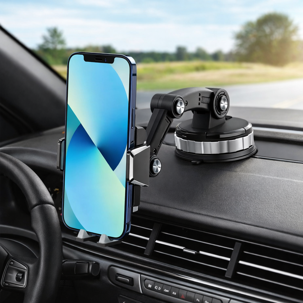 GripTech-autohouder voor telefoon | Sterke zuignap | 360° draaibaar | Met één hand te bedienen