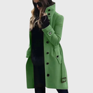 Ladies Timeless Long Winter Coat with Stand-Up Collar