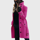 Ladies Timeless Long Winter Coat with Stand-Up Collar