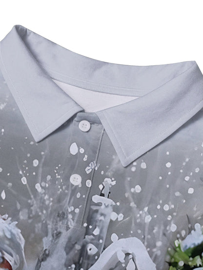 Piet | Casual Long Sleeve Polo with Christmas Print