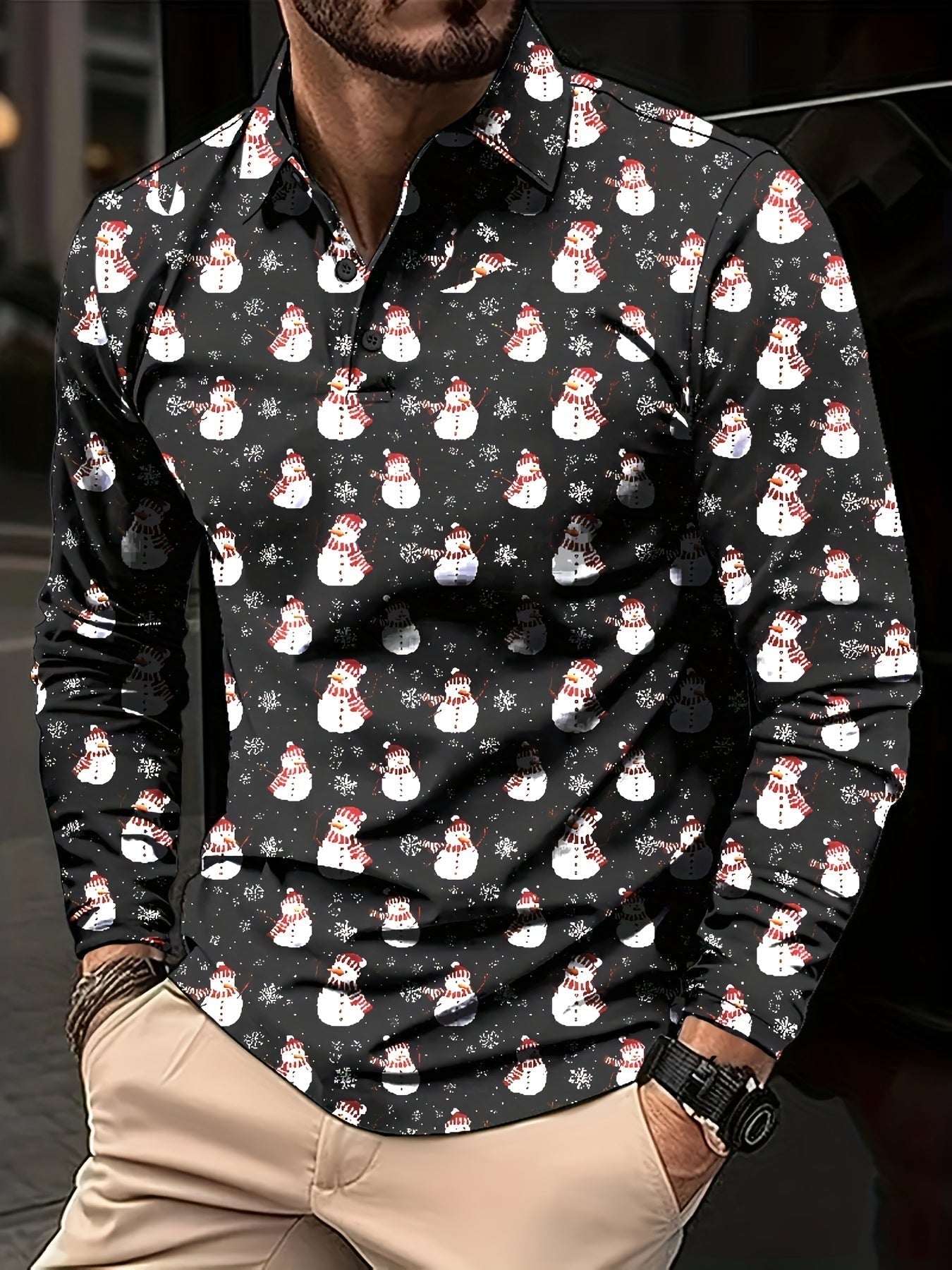 Pim | Casual shirt with Santa print and button closure