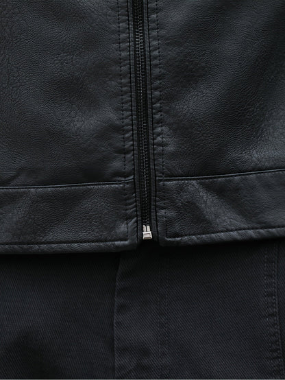 Pim | Men's PU Leather Jacket with Zip Pockets