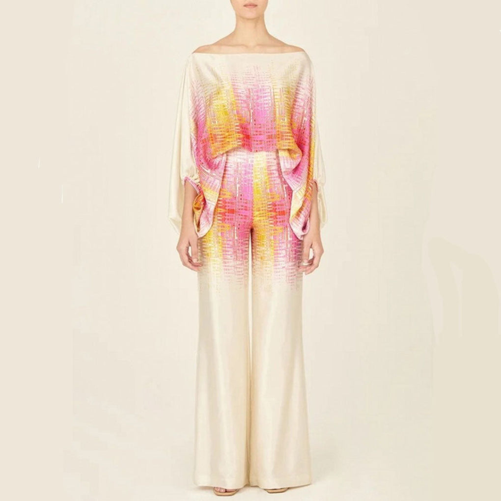 Off-shoulder satin set of 2 pieces for women