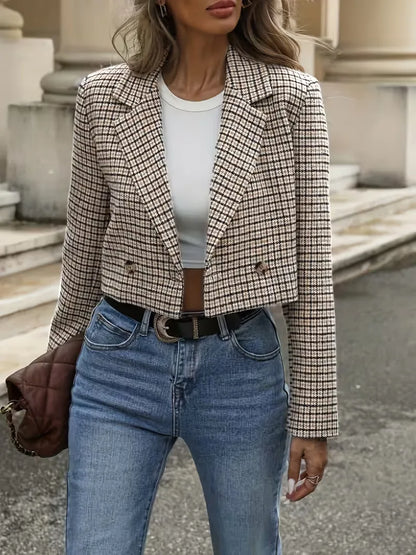 Plaid blazer with long sleeves
