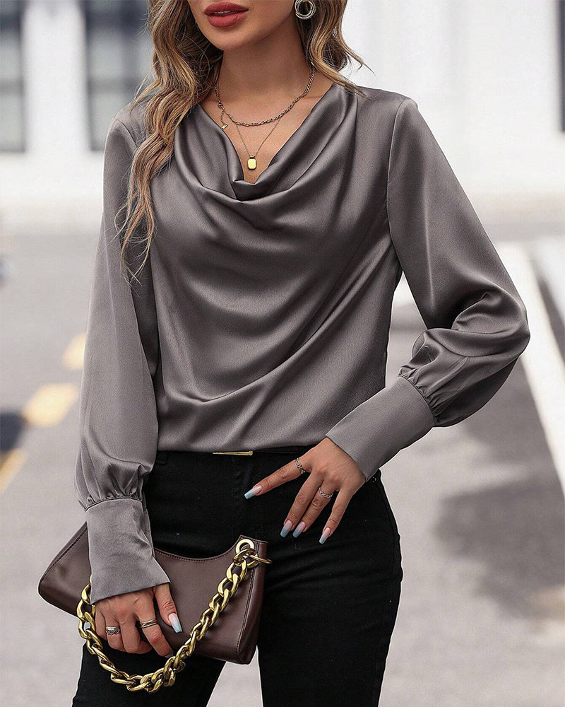 Plain Colour Blouse with Pleats