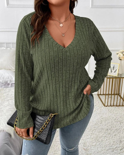 Plain colour sweater with long sleeves