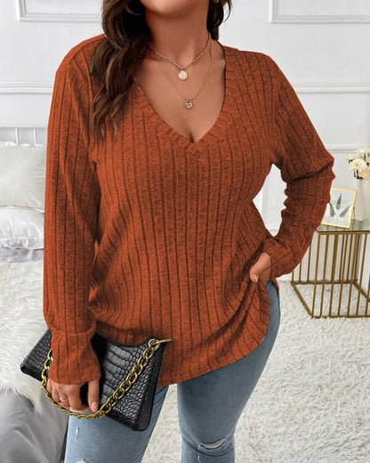 Plain colour sweater with long sleeves