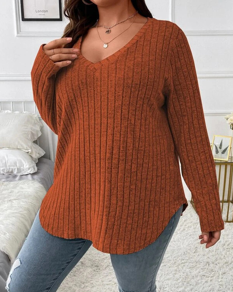 Plain colour sweater with long sleeves