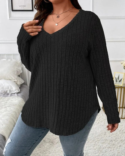 Plain colour sweater with long sleeves