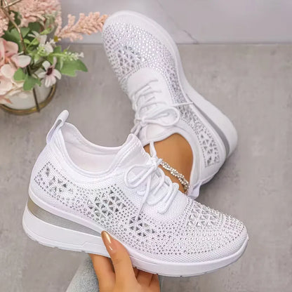 Platform sneakers with knitted upper