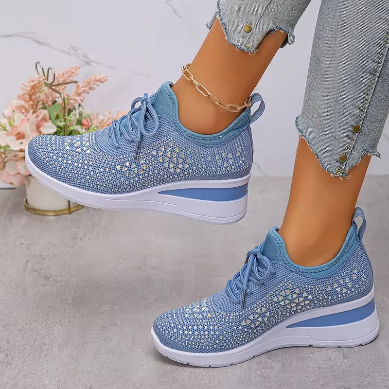 Platform sneakers with knitted upper