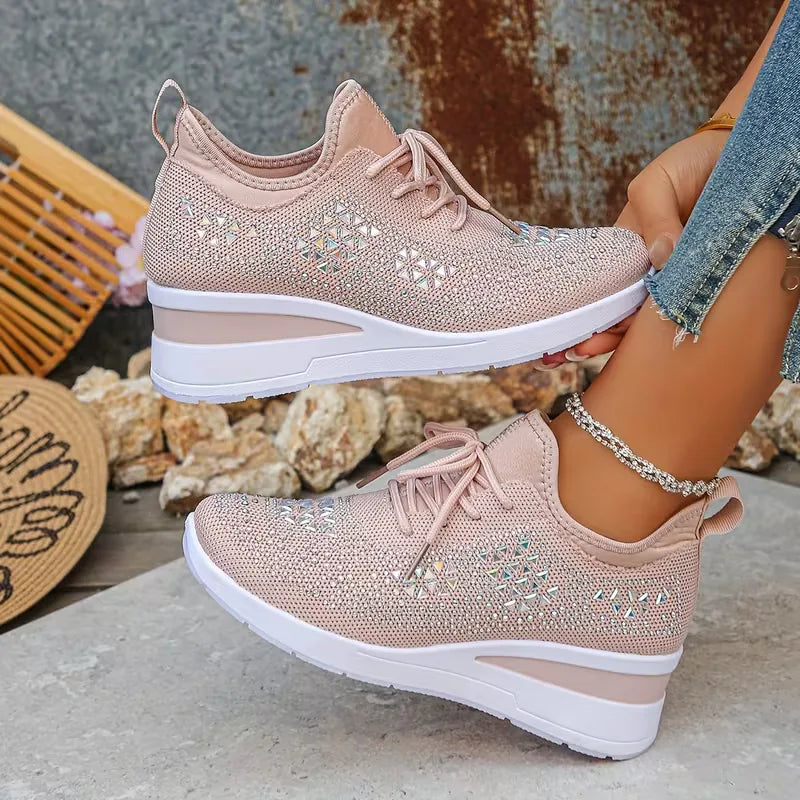 Platform sneakers with knitted upper