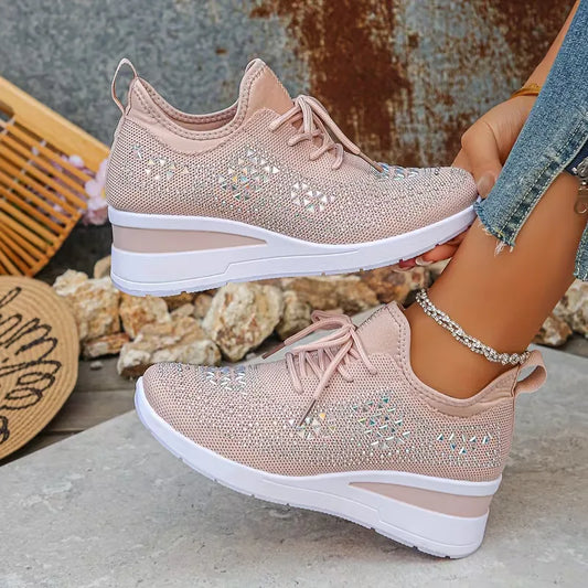 Platform sneakers with knitted upper