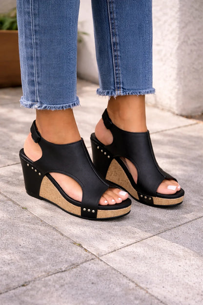 Platform wedge sandals with cutout