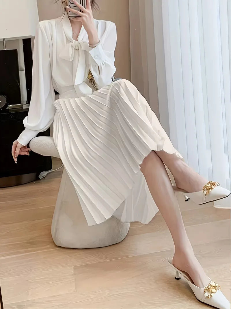 Pleated Skirt with High Waist