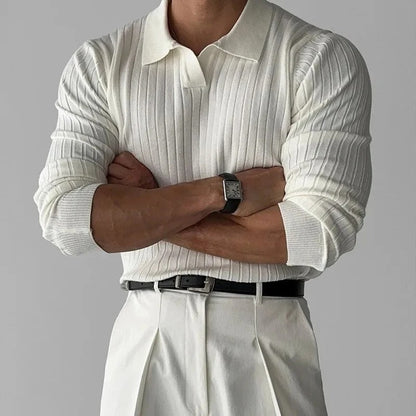 Long Sleeve Polo with V-Neck