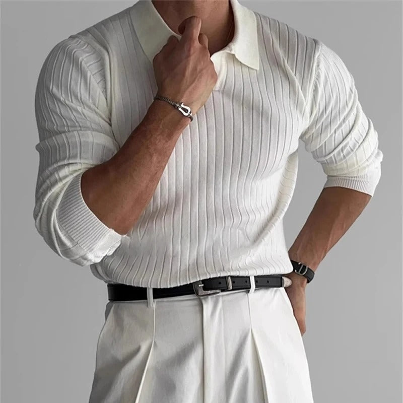 Long Sleeve Polo with V-Neck
