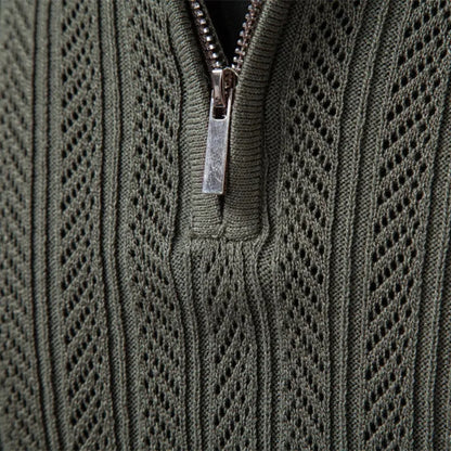 Hugo | Polo with Ribbed Pattern and Short Zip