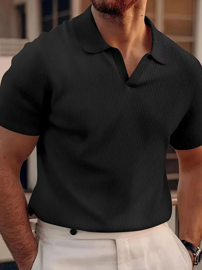 Polo with Short Sleeves and V-Neck