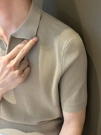 Polo with V-neck and short sleeves