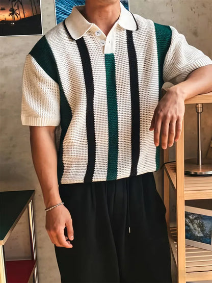 Polo with V-neck and short sleeves