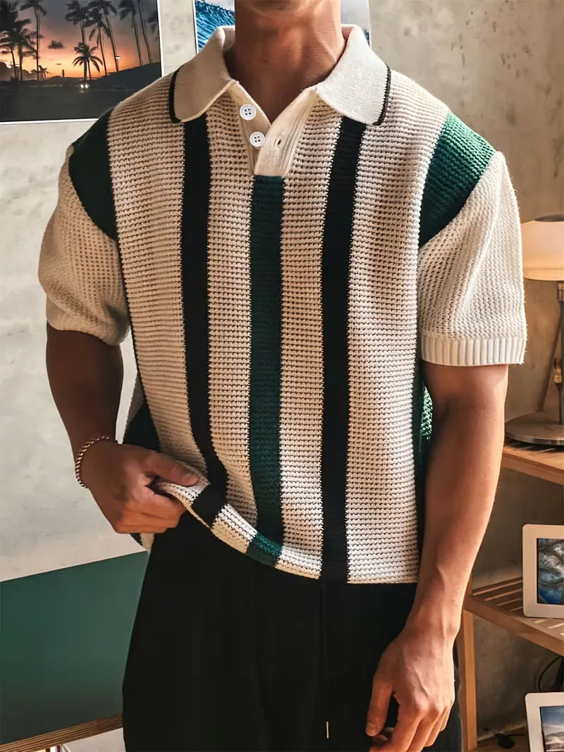 Polo with V-neck and short sleeves