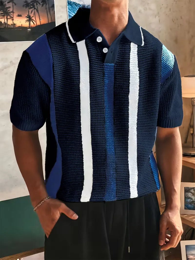 Polo with V-neck and short sleeves