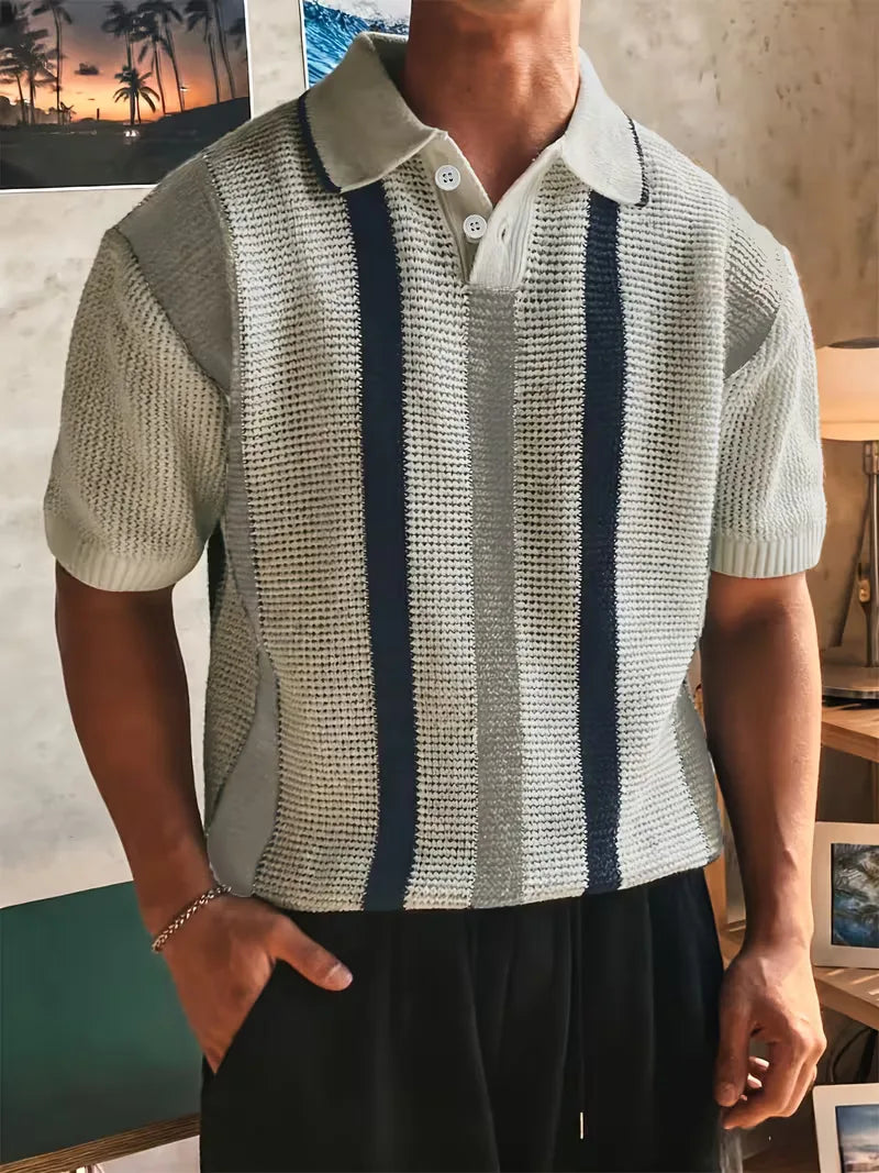 Polo with V-neck and short sleeves