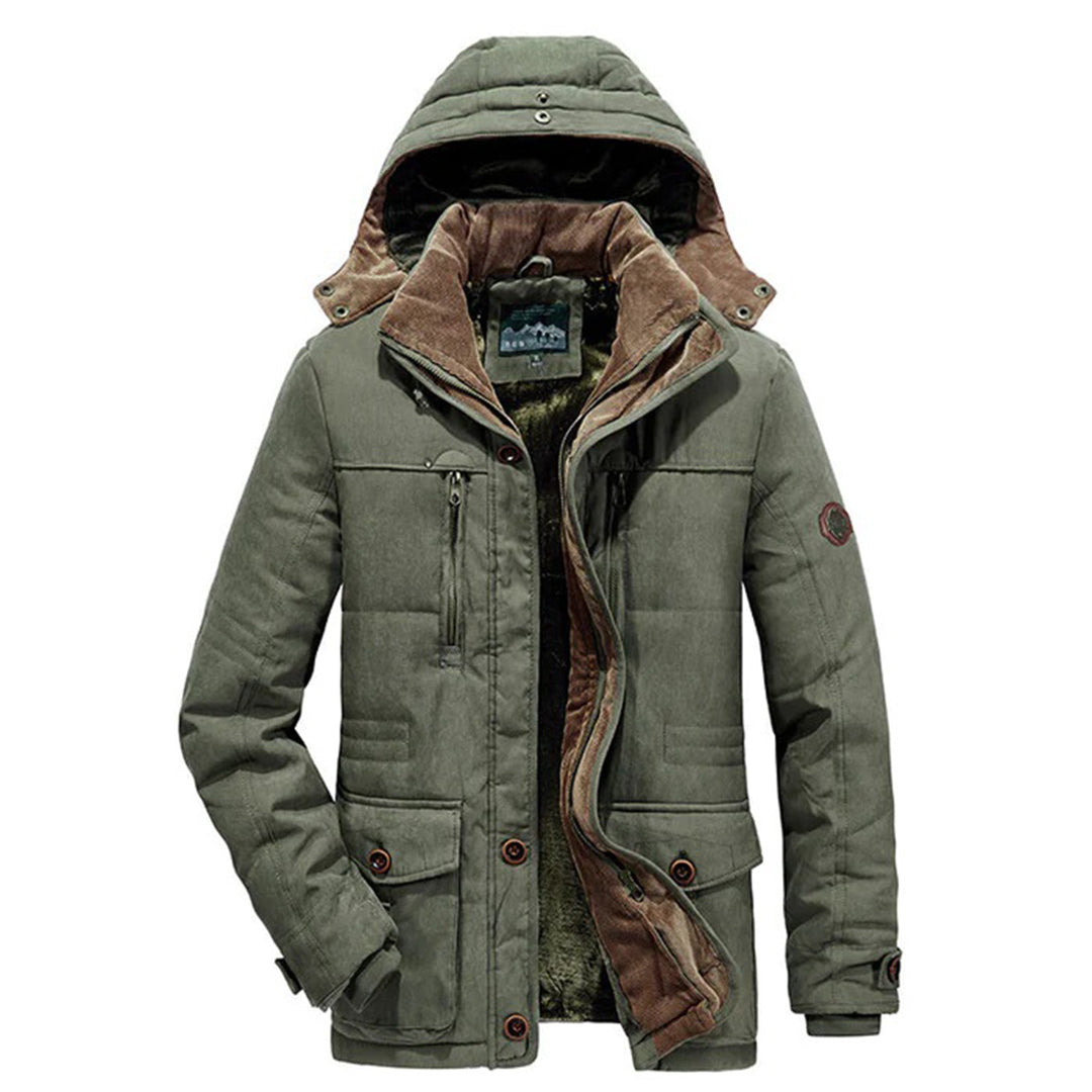 Men's Winter Jacket with Hood and Fleece Lining - Tirso
