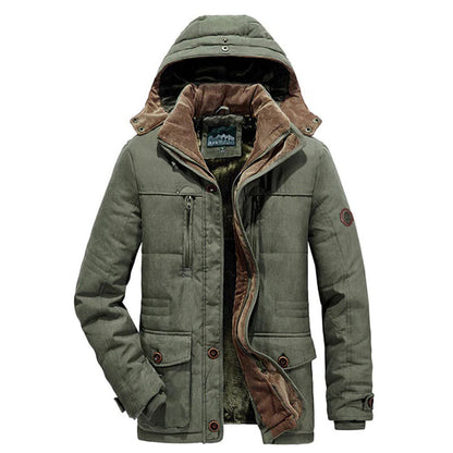 Men's Winter Jacket with Hood and Fleece Lining - Tirso