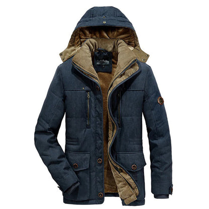 Men's Winter Jacket with Hood and Fleece Lining - Tirso