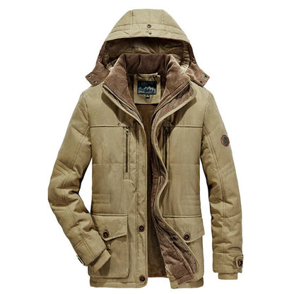 Men's Winter Jacket with Hood and Fleece Lining - Tirso