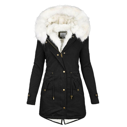 Long Winter Coat with Hood for Women - Zekenia