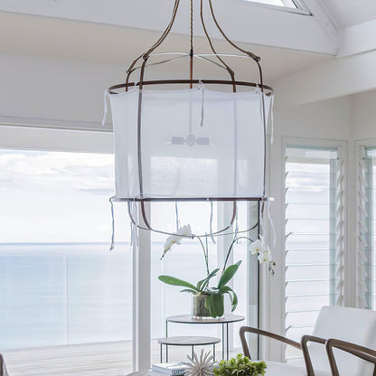 Boho Linen Pendant Light with Rustic Elegance
